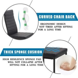 FDW | 5-Piece Dining Table Set | Black | Glass Kitchen Table with 4 Upholstered