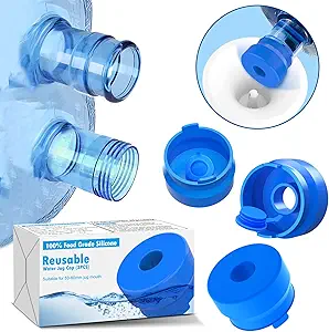 MYLOLF 3 & 5 Gallon Water Jug Cap, 3 Pack Reusable Food Grade Silicone Replacement Cap