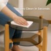 Round End Table, 2-Tier Tempered Glass Table Top Wooden Legs